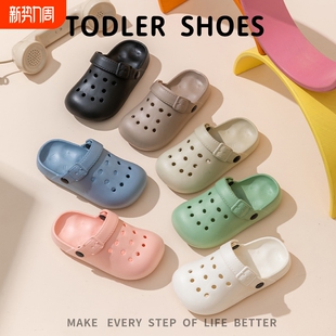 凉拖鞋 EVA儿童洞洞鞋 户外防滑男女童沙滩鞋 勃肯鞋 黑色白色 夏季