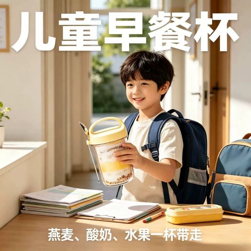 早餐碗隔夜燕麦杯泡燕麦专用杯德国进口可携式酸奶杯带盖子勺外带