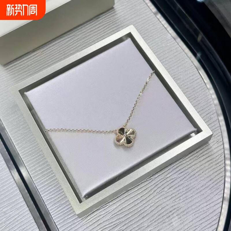 幸运草镭射项链高定品质18k金镭射白金镭射五花手链十花项链指戒