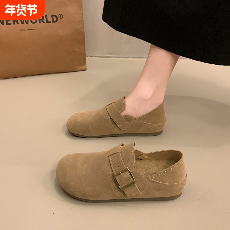 厚底复古全包勃肯鞋女2025春季新款一脚蹬博肯单鞋休闲乐福鞋平底,女鞋,勃肯鞋/软木鞋,淘宝优惠券,粉丝福利购,淘宝优惠卷