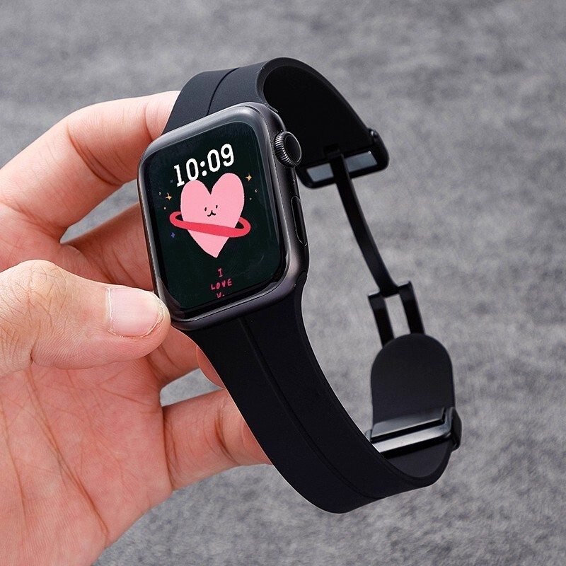 适用iwatch9表带S10苹果手表applewatch9新款磁吸硅胶S8夏天S7S6代运动透气SE高级ultra2男女iphonewatch回环