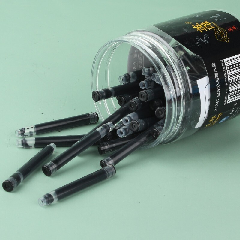 英雄钢笔墨囊耗材230/359系列2.6mm/3.4mm口径一次性热可擦纯蓝色黑色蓝黑色三种颜色可选100支不可擦