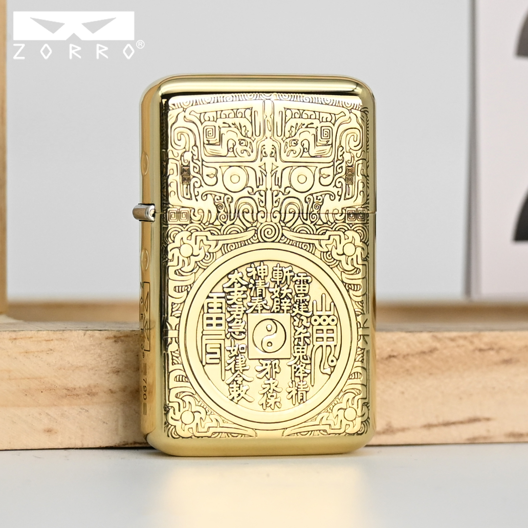 超薄煤油打火机佐罗原铜山鬼花钱