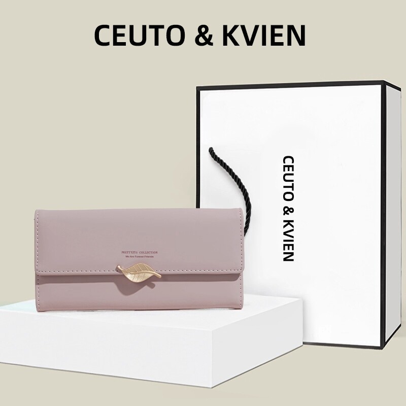 CEUTOKVIEN钱包女士长款三折叠大容量卡包学生皮夹女款手拿