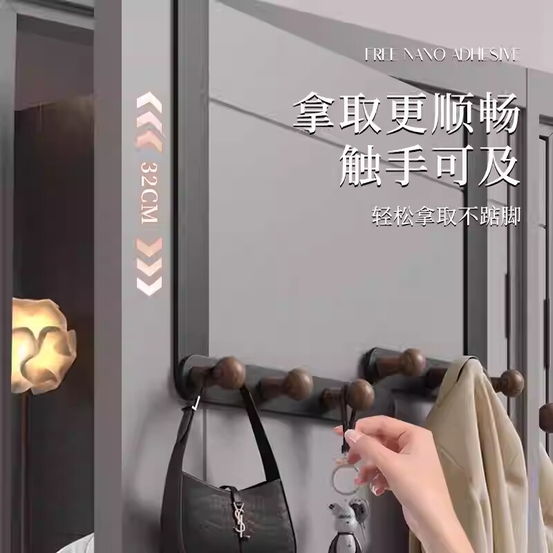 门后挂钩免打孔衣服包包收纳架卧室门口背式挂衣钩置物门上挂衣架