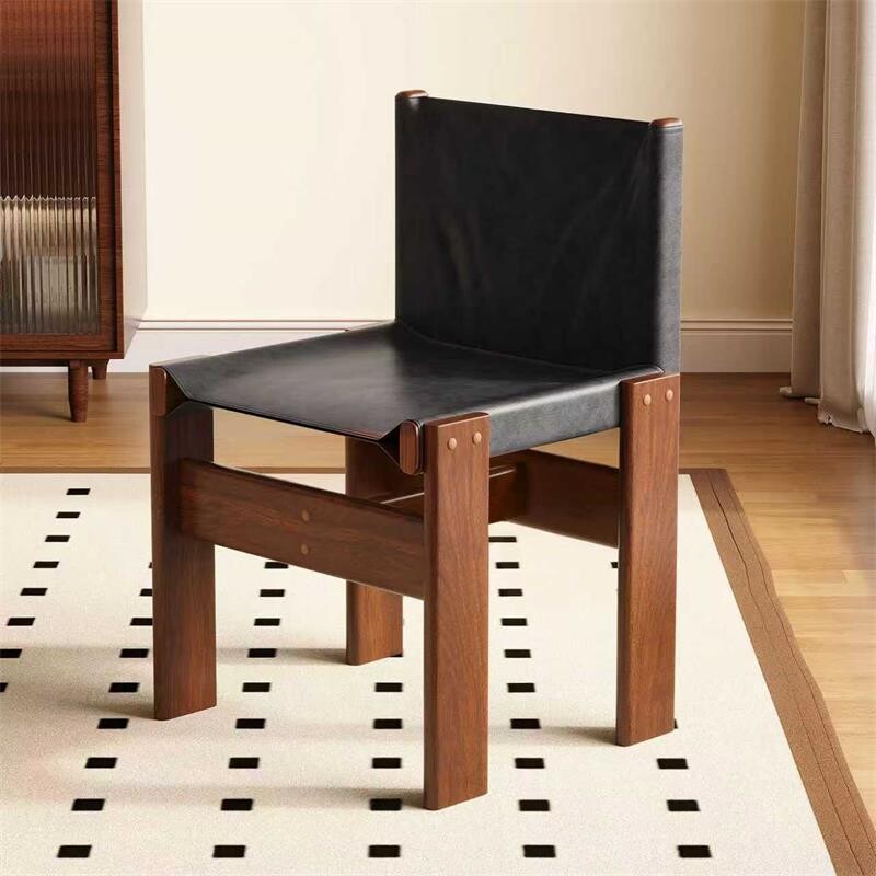 侘寂风椅教父中古家用实木靠背餐椅复古单人法式僧侣高级感艺术