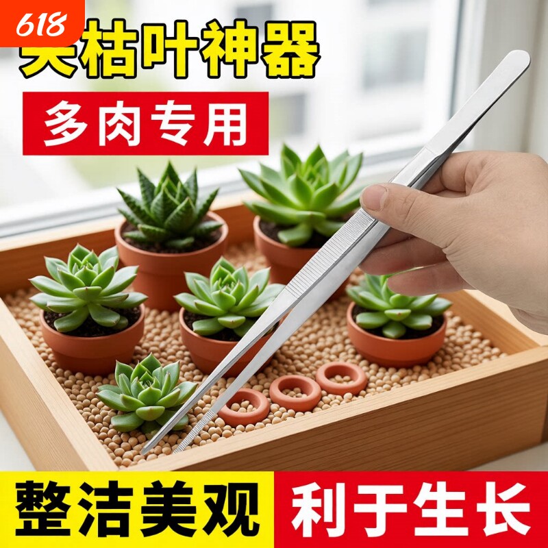 多肉专用不锈钢加长带齿大镊子鱼缸水草昆虫多肉园艺夹子镊子工具