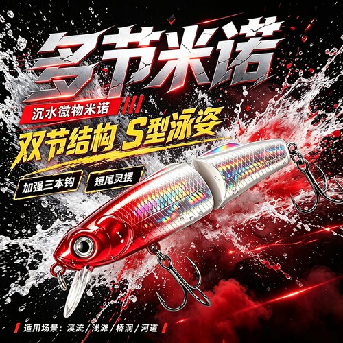 多节米诺路亚假饵缓沉双节微物米诺假饵钓翘嘴鲈鱼马口罗非小白条