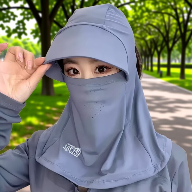 新款防晒帽女夏护颈遮阳帽子防晒骑车太阳帽防紫外线面罩一体防风