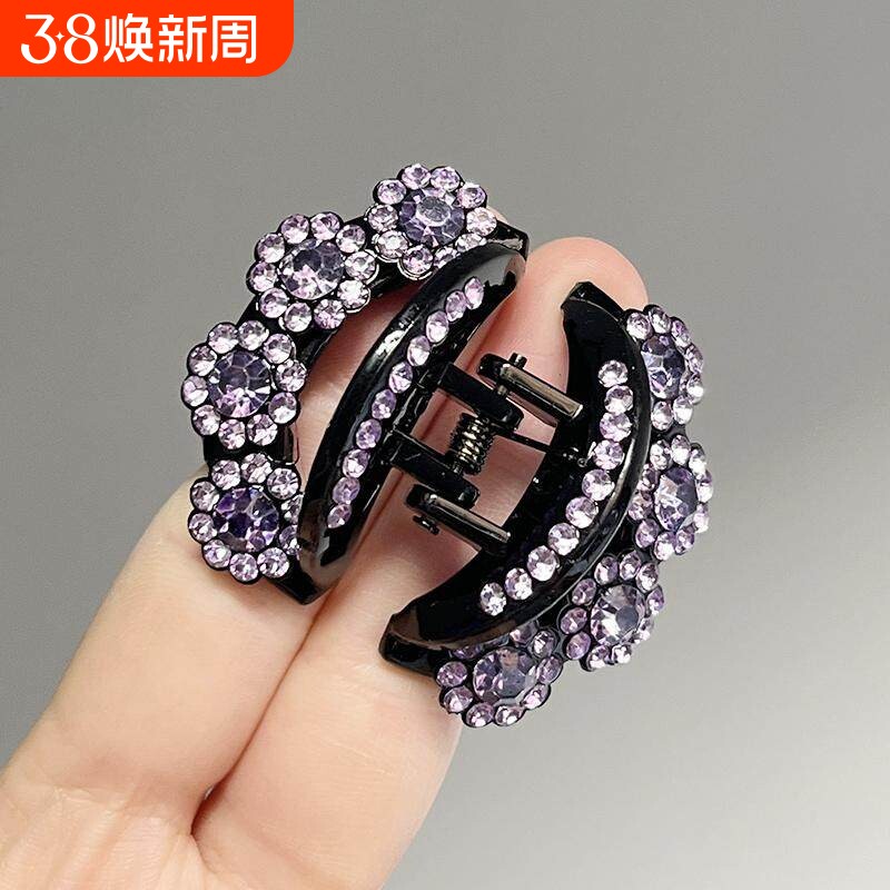 水钻抓夹发夹女2026新款妈妈头饰后脑勺盘发鲨鱼夹中号半扎发头饰