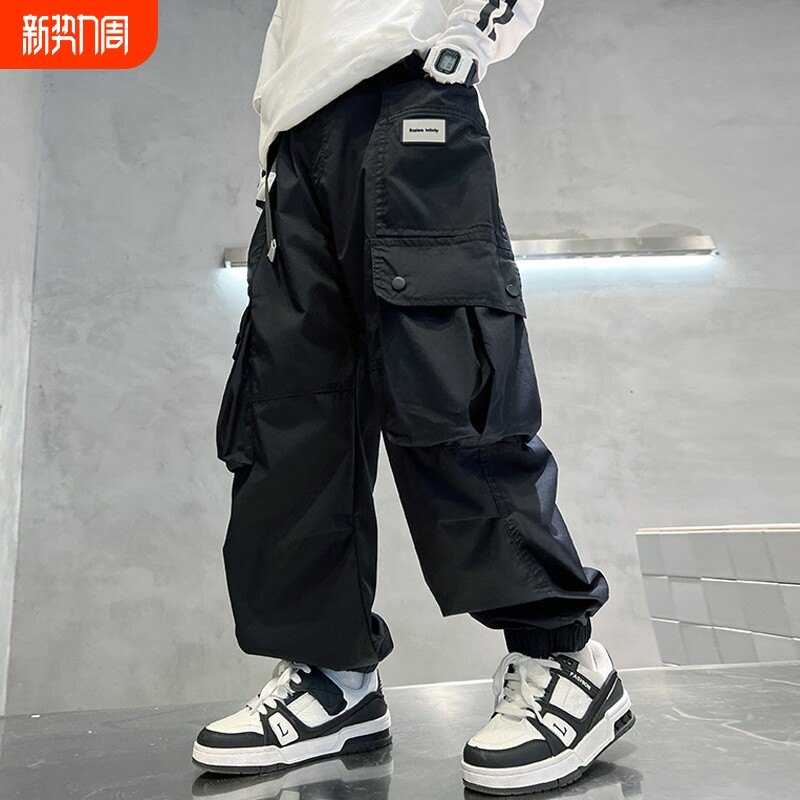 男童工装裤2025速干儿童新款防蚊裤中大童春秋长裤男孩裤子夏薄款