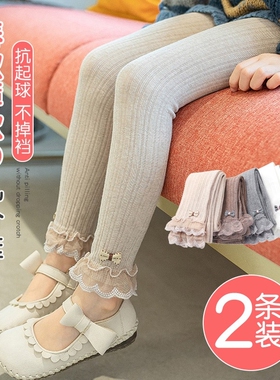 女童打底裤春秋薄款白色宝宝打底袜外穿配裙子秋冬薄绒儿童连裤袜