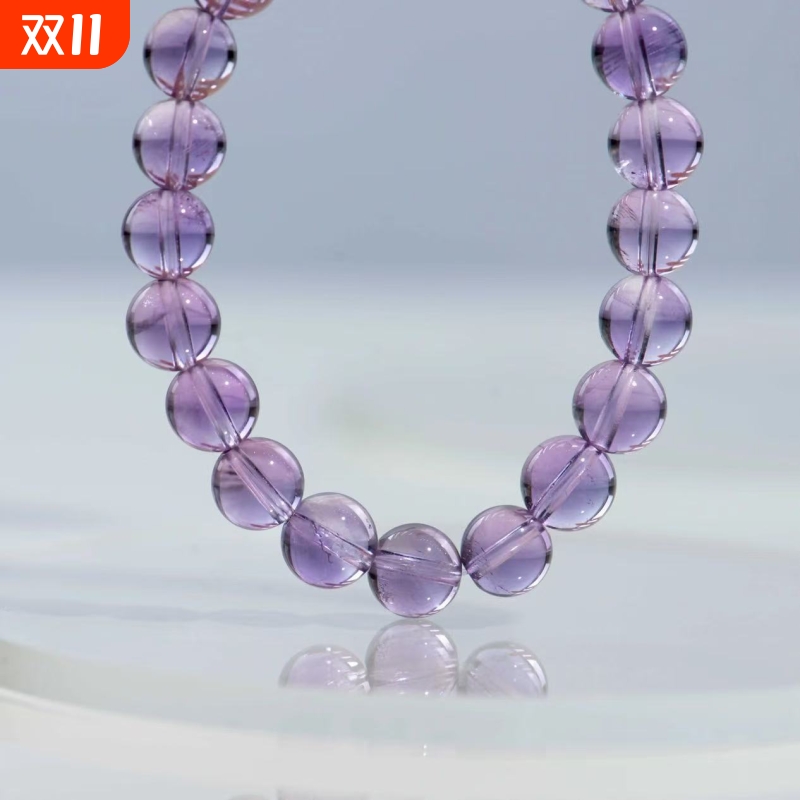 爆款仿天空紫水晶圆珠手链手串玻利维亚之境全净体淡紫色三圈