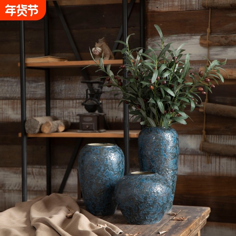 景德镇复古怀旧陶瓷花瓶高级感轻奢花器家居客厅玄关书房装饰摆件