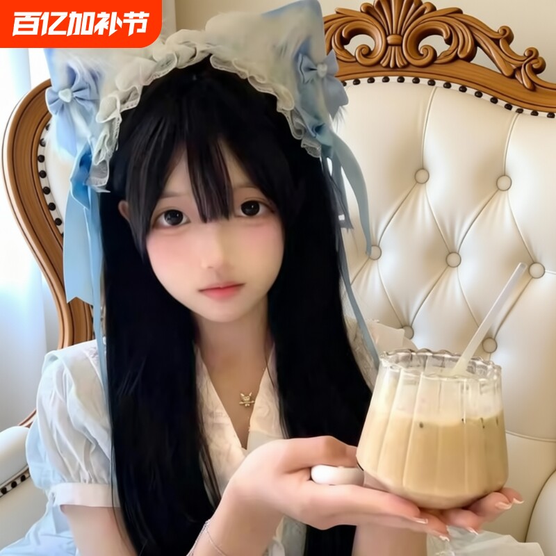 洛丽塔cosplay猫耳朵猫娘兽耳发带KC头饰发夹发饰蓝色蕾丝粉