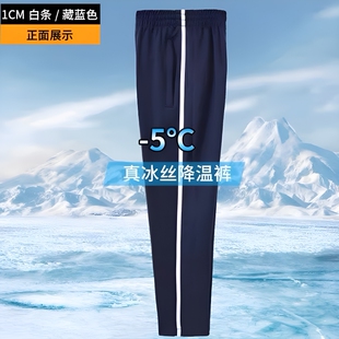 校服裤子男女春秋夏季薄款藏青色一道杠二条杠冰丝初小学生速干