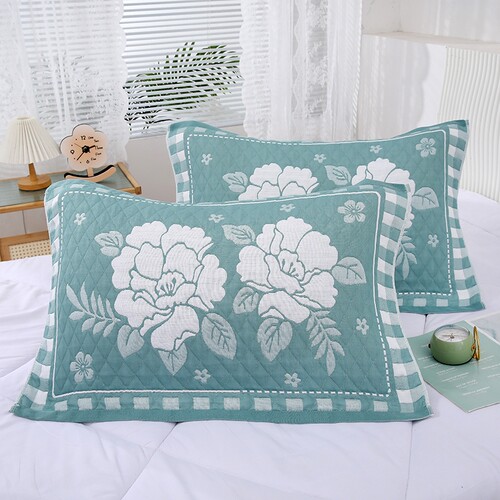 枕巾一对加大加厚透气隔脏家用大号四季枕头纱布纯棉红色毛圈吸汗