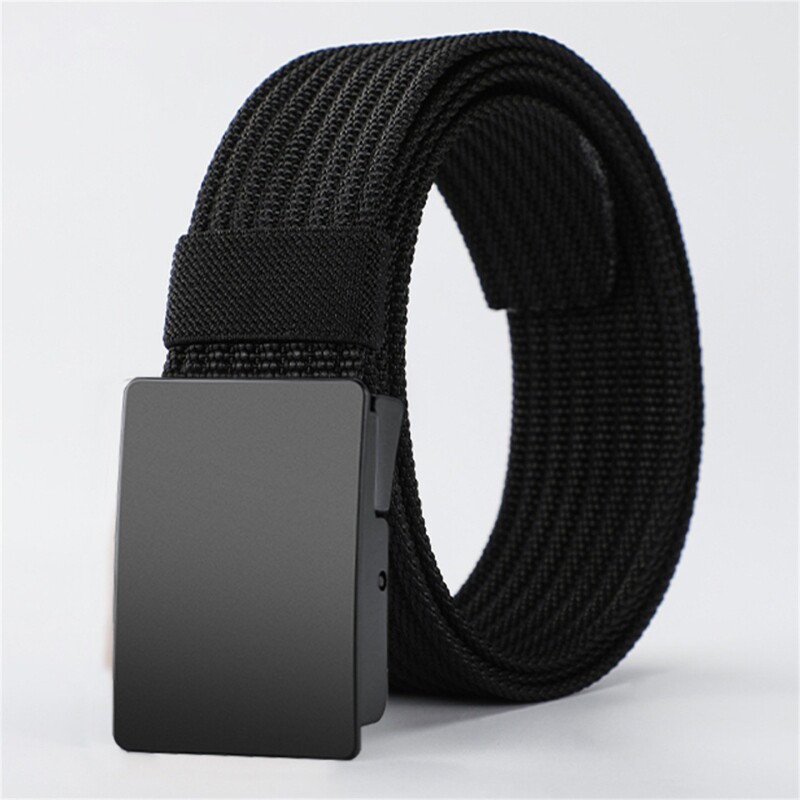 男士帆布腰带自动扣裤带休闲懒人户外年轻人潮流学生军训皮带合金