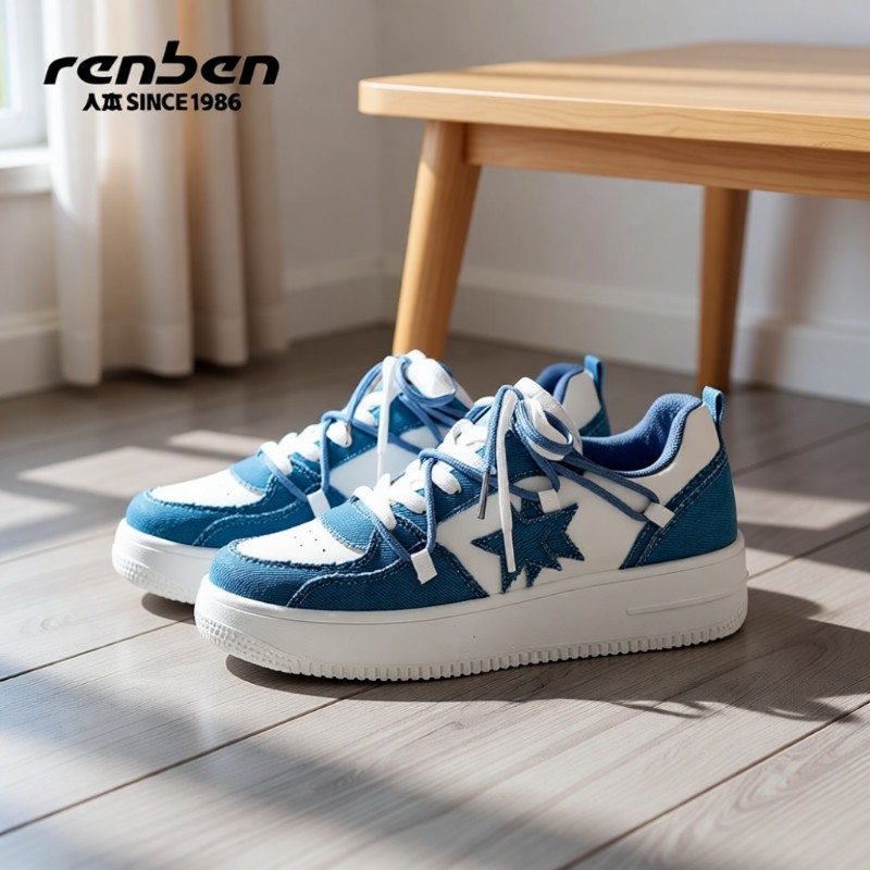 人本板鞋女款2025秋冬新款休闲软底运动鞋百搭厚底小白鞋女,女鞋,休闲板鞋,淘宝优惠券,粉丝福利购,淘宝优惠卷