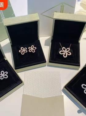 全新原单高定品质太阳花项链925银镀18k玫瑰金耳钉银色金色白金