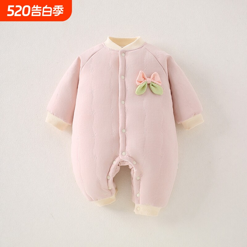 婴幼儿夹棉宝宝连体衣秋冬季保暖棉服男女可爱加厚哈衣温暖爬爬服