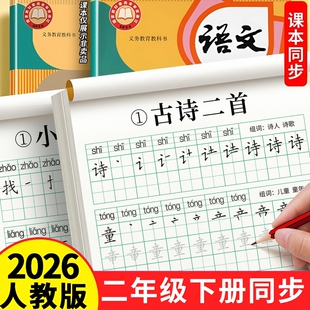 二年级字帖练字上册下册人教版语文同步练字帖小学生专用带笔画笔顺练习每日一练硬笔书法描红儿童写字贴生字