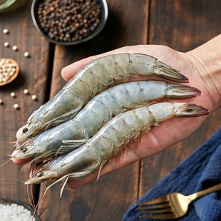 26日0点付尾款鲜冻白虾1500g*2盒鲜活速冻冷冻水产年货节大虾