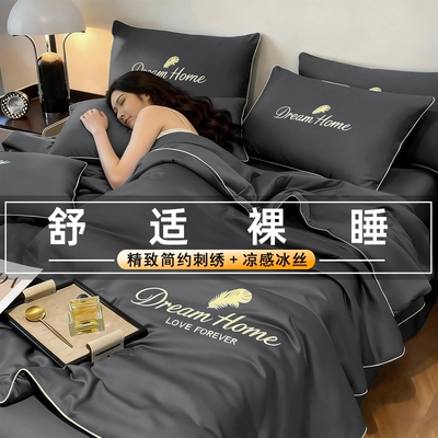 2026新款夏季凉感冰丝夏被薄款空调被单双人可机洗四件套高级感