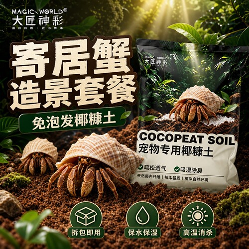 寄居蟹专用椰土乌龟冬眠免泡发垫材蜘蛛养殖饲养用品干苔藓爬宠箱