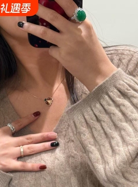 终端精工Lucy Sprng颈饰瓢虫锁骨链红玉髓玫瑰金项链女五花手链
