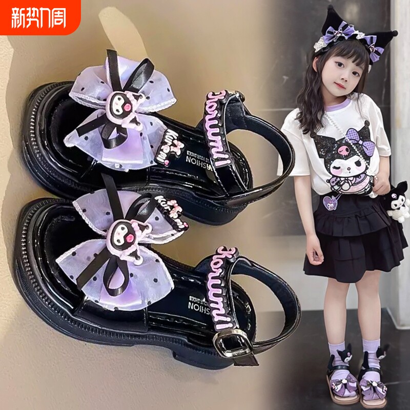 儿童公主鞋2025夏季新款女童库洛米凉鞋小女孩软底露趾凉拖沙滩鞋