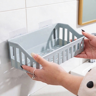 免打孔卫生间厨房置物架浴室挂篮墙面收纳架宿舍挂架收纳篮玻璃