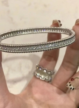 万花筒单排镶嵌满钻手镯珠边窄版满天星叠戴925银轻奢时尚手环