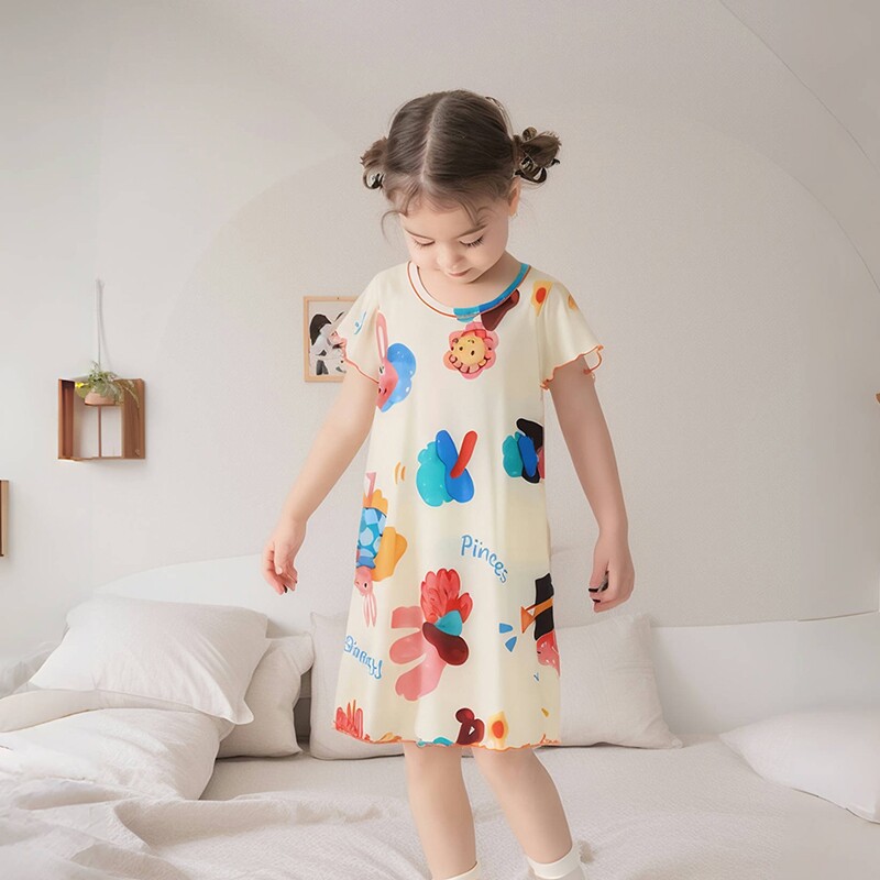 女童睡裙2026新款公主风夏季薄款冰丝儿童睡衣小女孩可爱超萌夏天