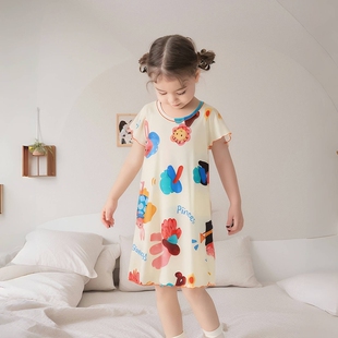 女童睡裙2026新款公主风夏季薄款冰丝儿童睡衣小女孩可爱超萌夏天
