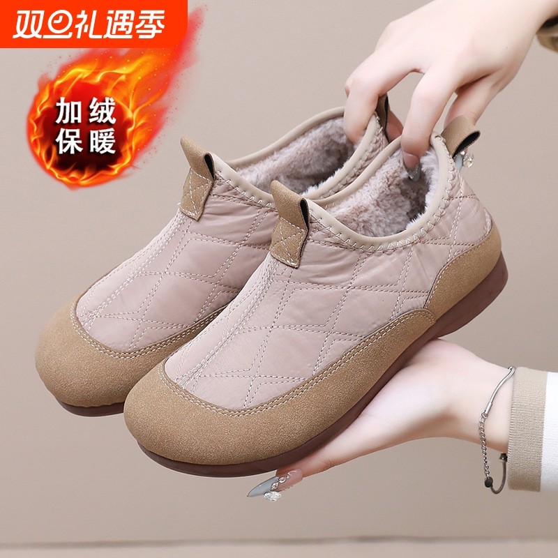 回力女鞋雪地靴女款2025新款外穿防滑一脚蹬棉鞋女士冬季保暖棉靴
