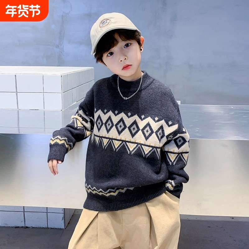 儿童冬季加厚毛衣2025新款男童半高领针织衫秋冬装线衣潮羊毛厚款,童装/婴儿装/亲子装,毛衣/针织衫,淘宝优惠券,粉丝福利购,淘宝优惠卷