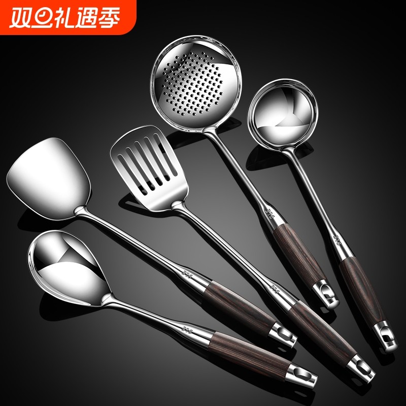 316不锈钢锅铲套装炒菜铲子厨具家用炒菜勺长柄汤勺漏勺加厚煎铲