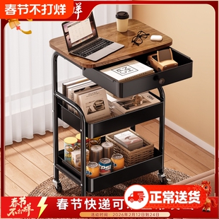 可移动小推车置物架落地客厅沙发边几零食收纳架子床头柜多层折叠