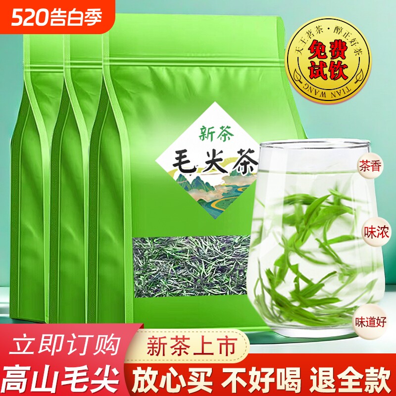 高山毛尖绿茶叶信阳春茶口粮新茶正品浓香型云雾炒青绿茶散装袋装
