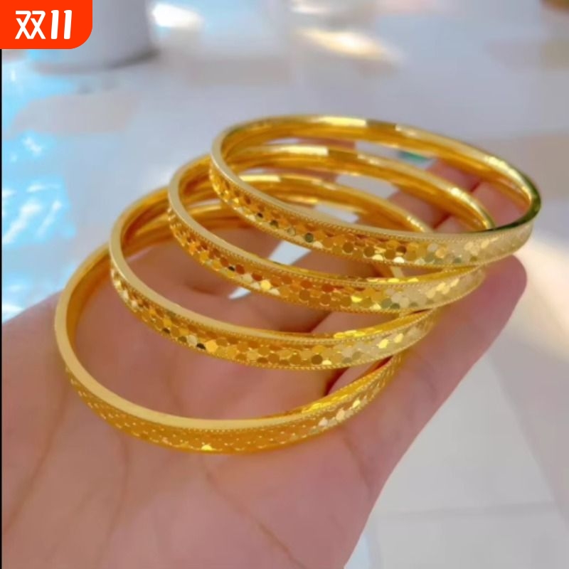 龙鳞手镯女款仿真黄金店同款时尚沙金手环镀18K送不掉色合金圈口