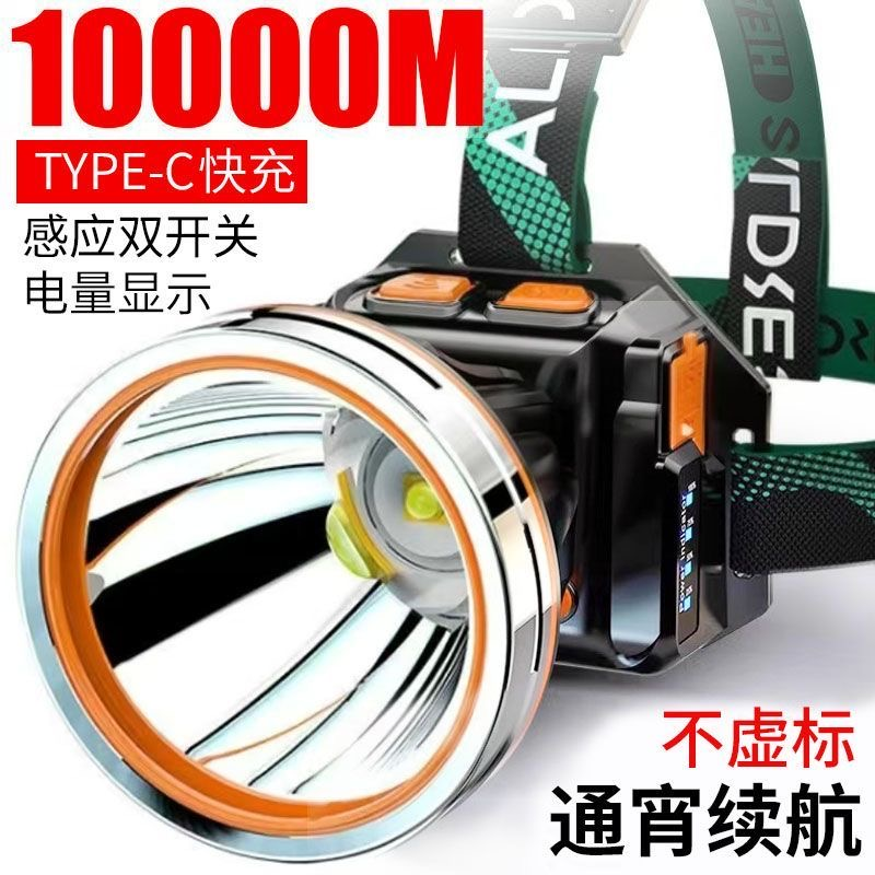 2025新款头灯超长续航头戴式户外照明矿灯钓鱼专用强光强亮手电筒