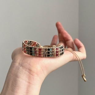 Vintage古着 Bohemian colored crystal weaving手绳精致2026新款