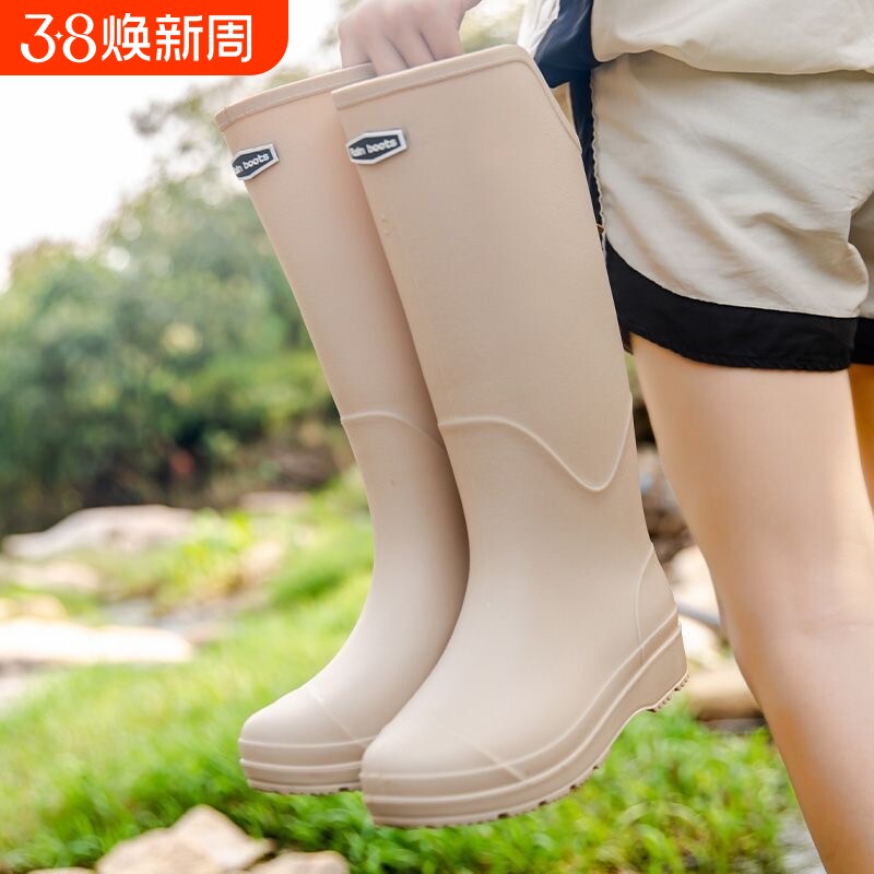 日韩时髦高筒水鞋女士户外登山旅游露营雨靴赶海下水防滑防水雨鞋
