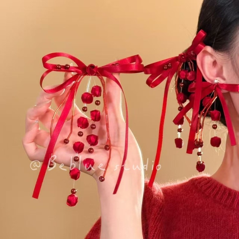过年绾丝~新年红色飘带蝴蝶结耳钉女秋冬高级感甜美气质耳饰爱心,饰品/流行首饰/时尚饰品新,耳环,淘宝优惠券,粉丝福利购,淘宝优惠卷