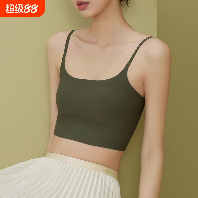 美背小吊带背心女内搭夏季带胸垫文胸一体式打底外穿抹胸聚拢隐形