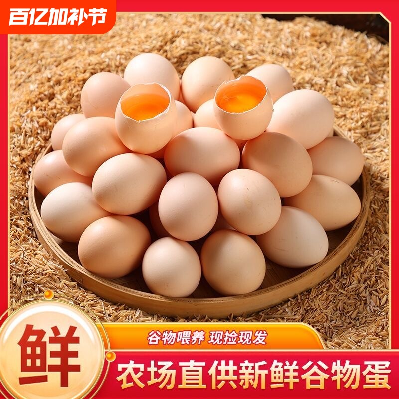 山林谷物鸡蛋鲜鸡蛋精选新鲜农家自养大个月子蛋早餐