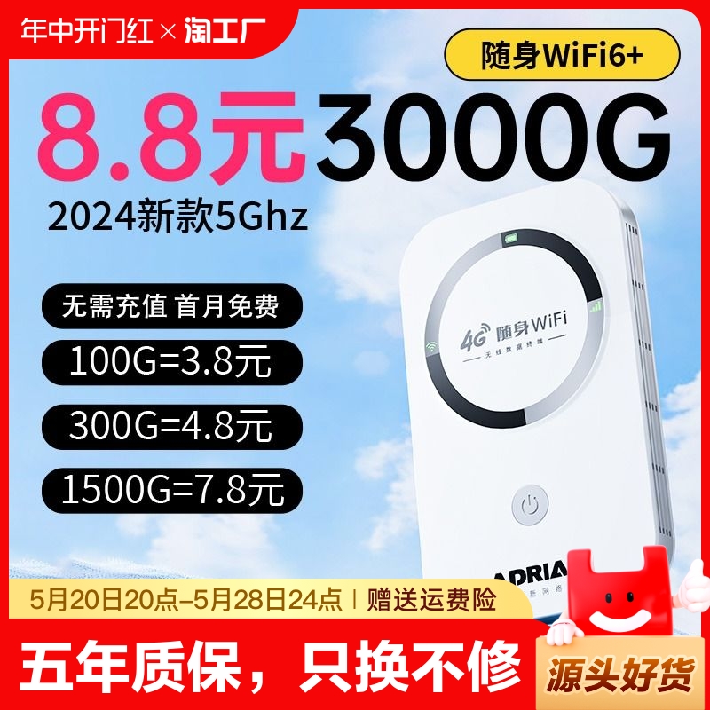 2024新款5g随身wifi6移动无线wi-fi网络随身wilf官方旗舰店免插卡路由器无限流量网卡上网神器