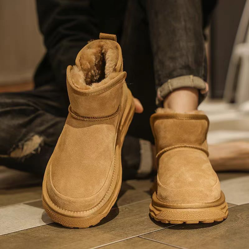 皮毛一体雪地靴男款秋冬季2025新款东北加绒加厚防滑男士保暖棉鞋