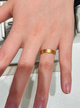 古法传承平底戒指沙金情侣对戒哑光素面男女磨砂素圈指环手饰镀金